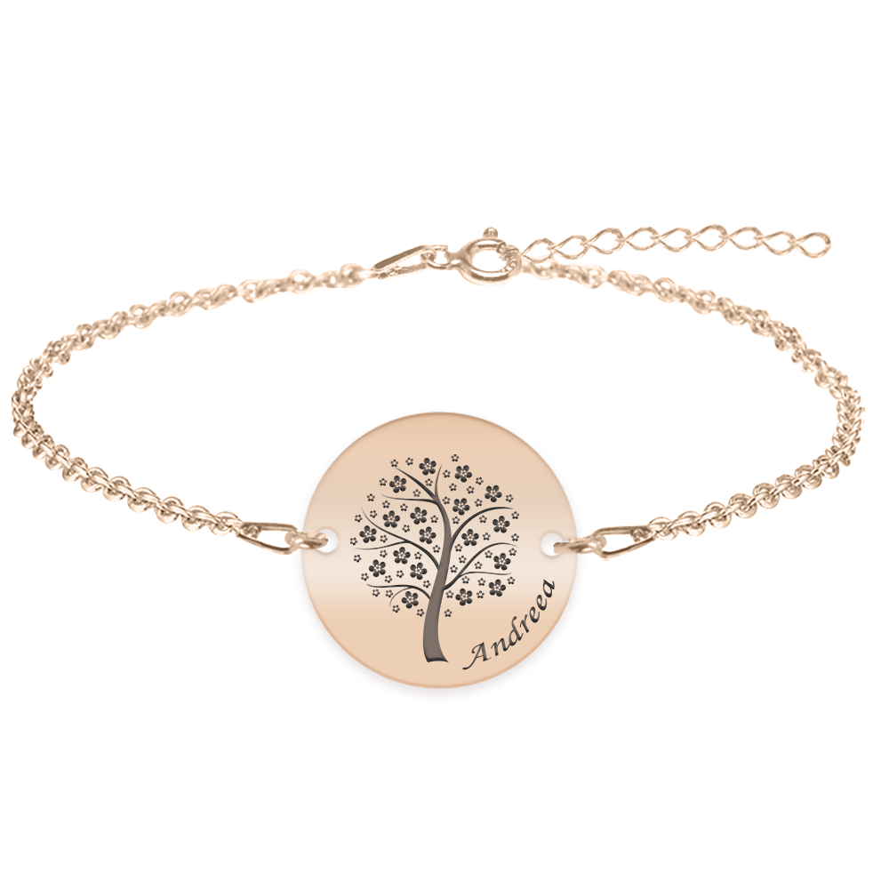 Nome - Bratara personalizata banut cu copac din argint 925 placat cu aur roz
