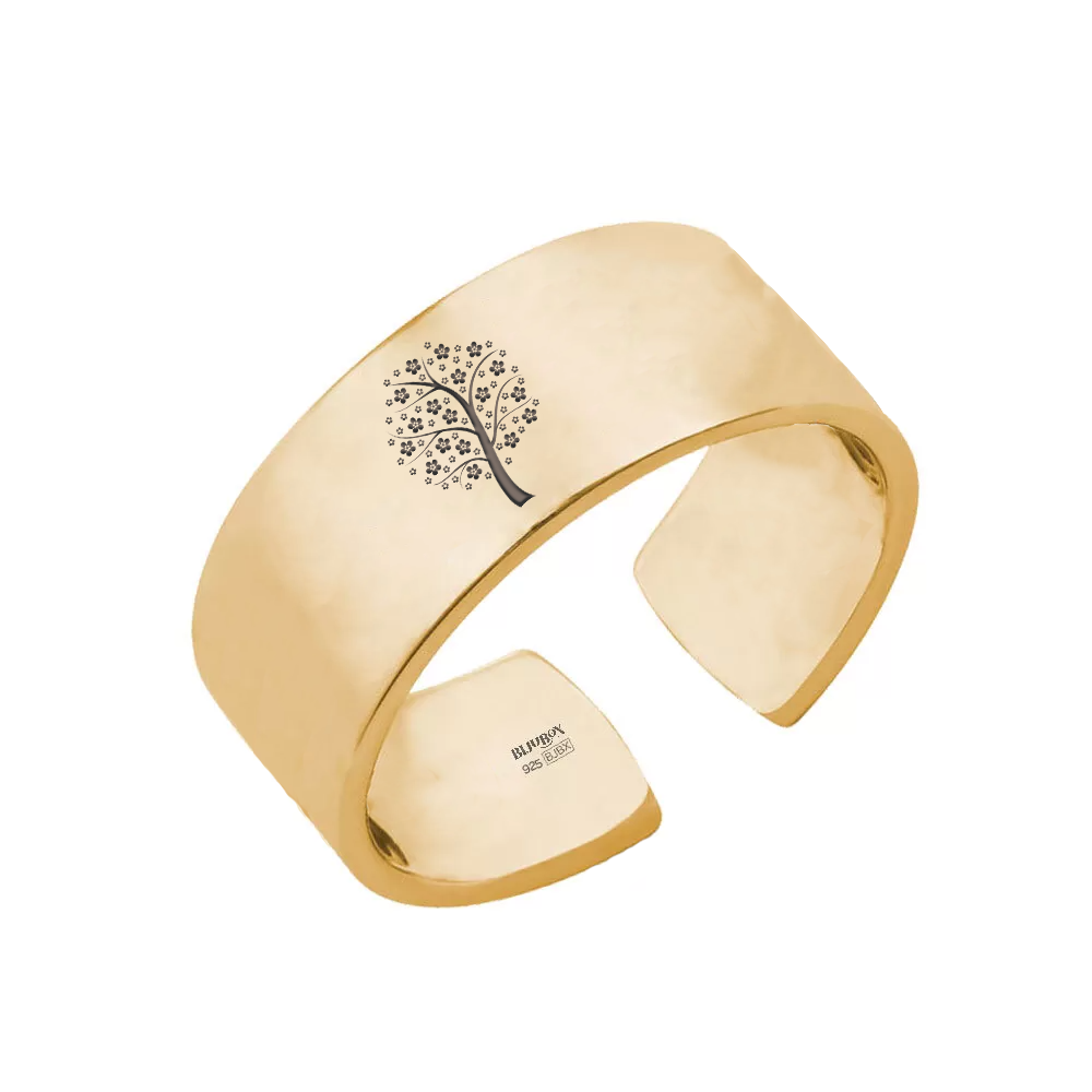 inele de logodna aur cu piatra mare Nome - Inel personalizat cu copac Inele din argint 925 placat cu aur galben 24K