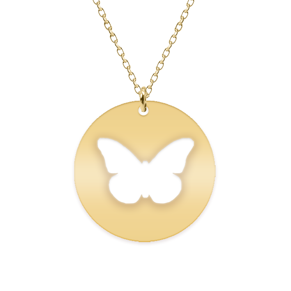 Papilio - Colier personalizat cu fluturas decupat din argint 925 placat cu aur galben 24K- Banut