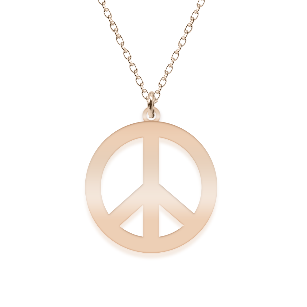 Peace - Colier personalizat semnul pacii din argint 925 placat cu aur roz