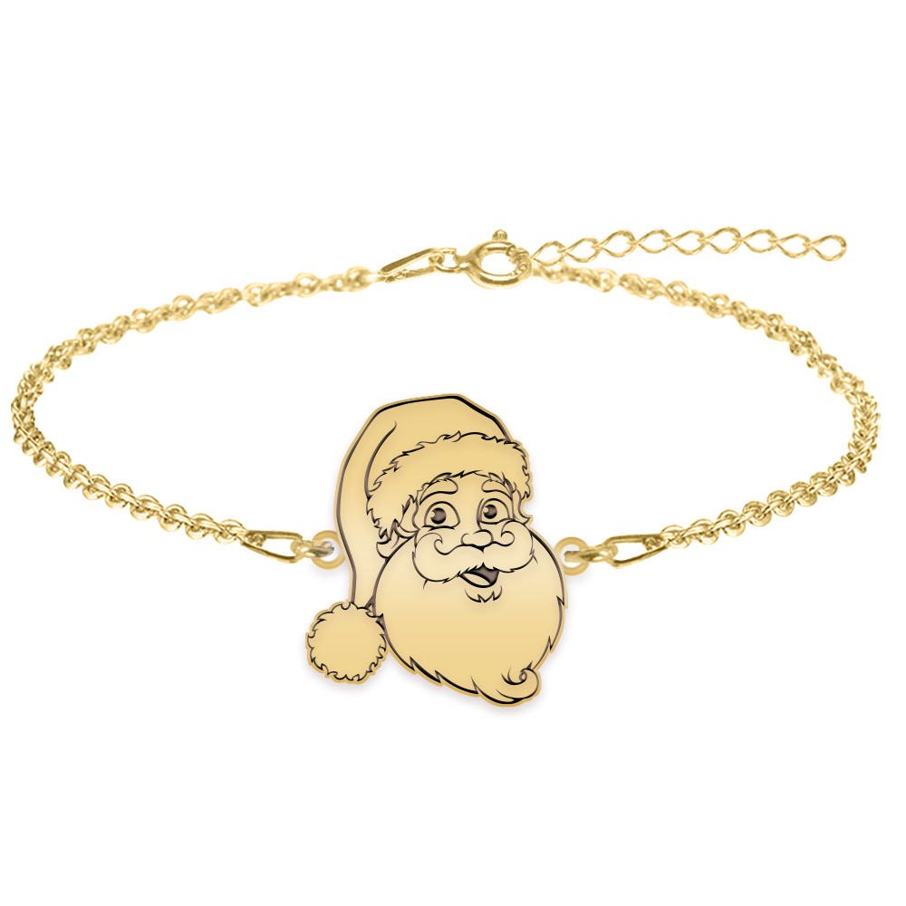 Santa - Bratara personalizata Mos Craciun din argint 925 placat cu aur galben 24K