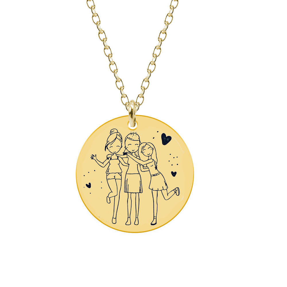 Sisters – Colier personalizat din argint 925 placat cu aur galben 24K pentru surori – Banut