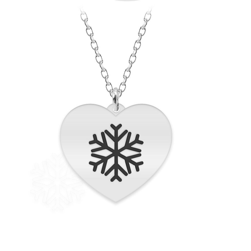Snow Heart – Colier personalizat argint 925 pandantiv inima cu fulg