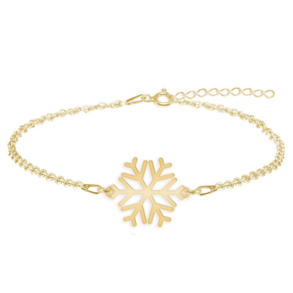 Snowflake – Bratara personalizata argint 925 placat cu aur galben 24K 15+4cm cu pandantiv Fulg