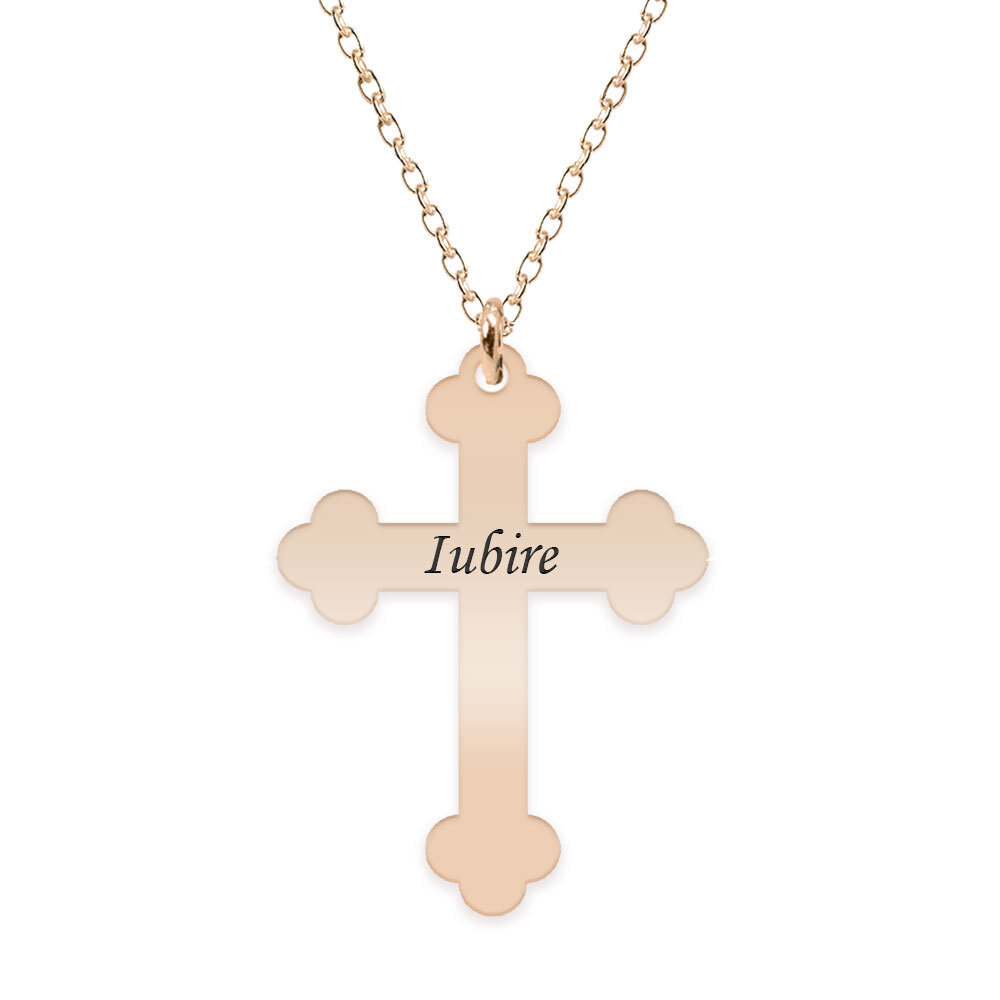 Stavros – Colier personalizat argint 925 placat cu aur roz – cruce