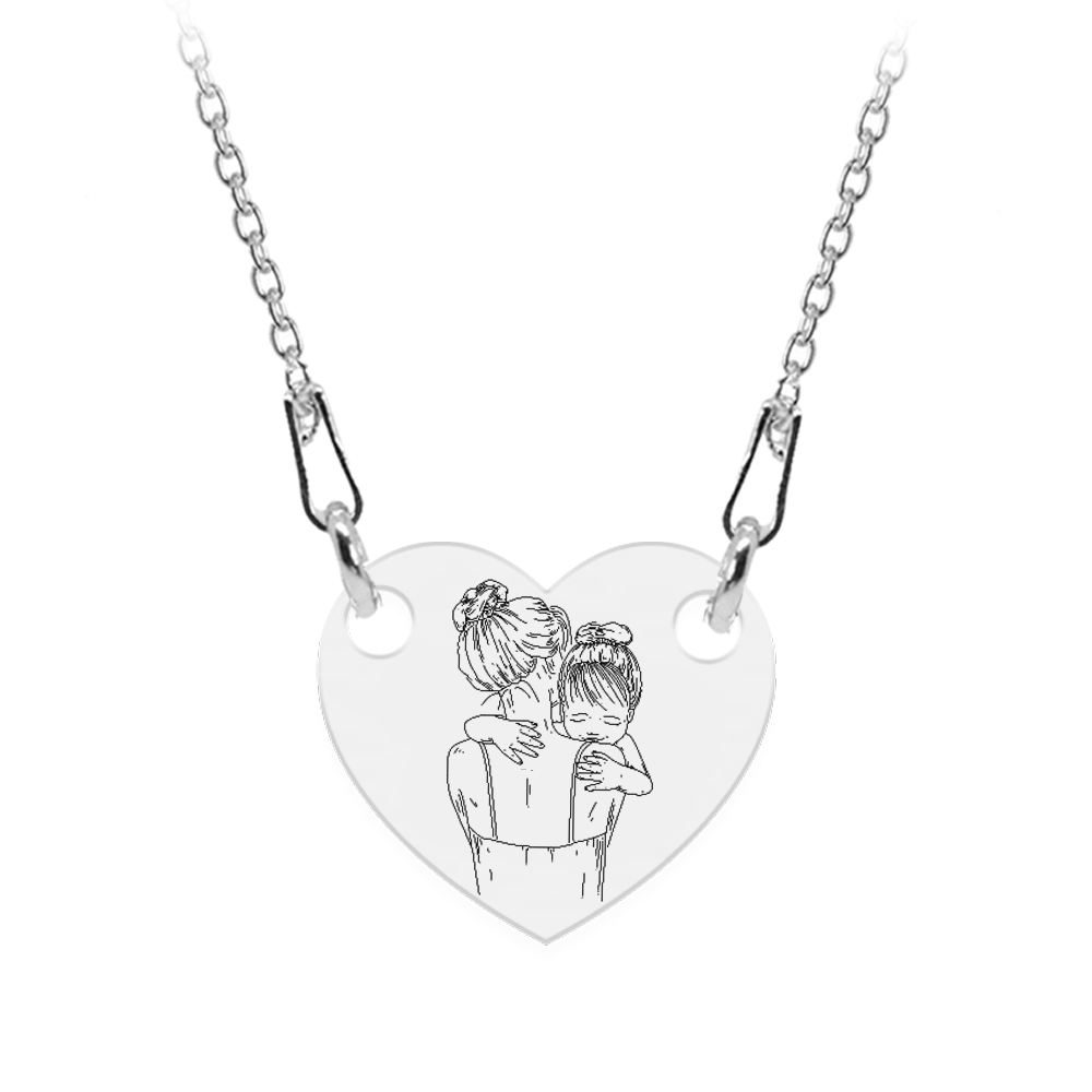 Mom – Colier personalizat din argint „Te iubesc mami” inimioara / banut