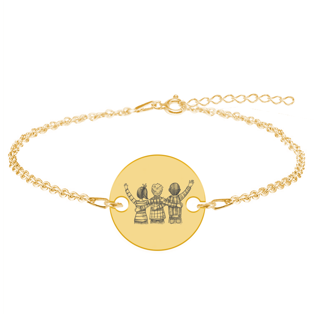 Friends – Bratara personalizata pentru cei mai bun prieteni din argint 925 placat cu aur galben 24K – Banut