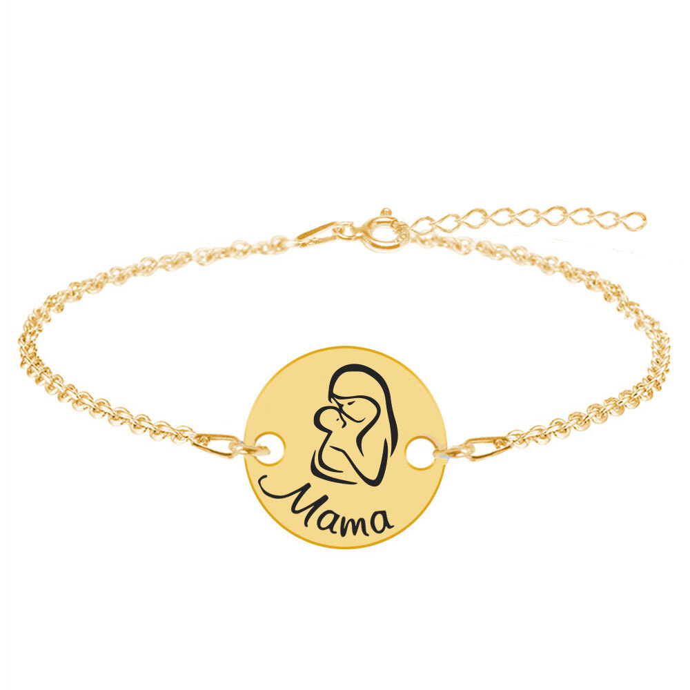 Silvia – Bratara personalizata din argint 925 placat cu aur galben 24K Mama si bebe
