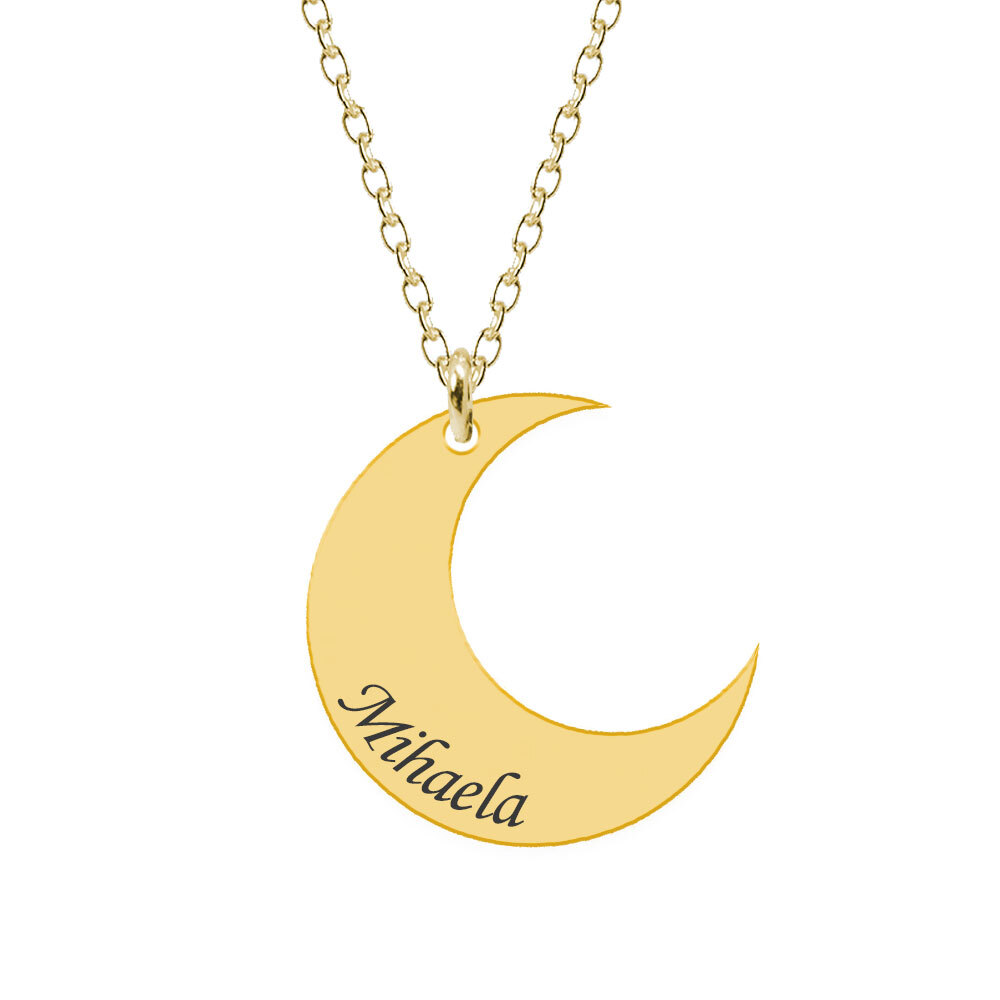 Moon – Colier din argint placat cu aur galben 24K personalizat – Semiluna