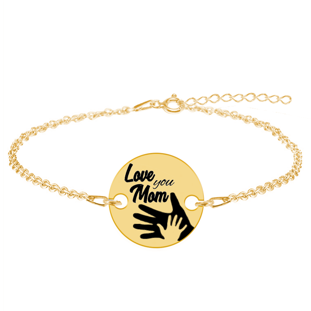 Sole – Bratara personalizata din argint 925 placat cu aur galben 24k „Love you Mom”