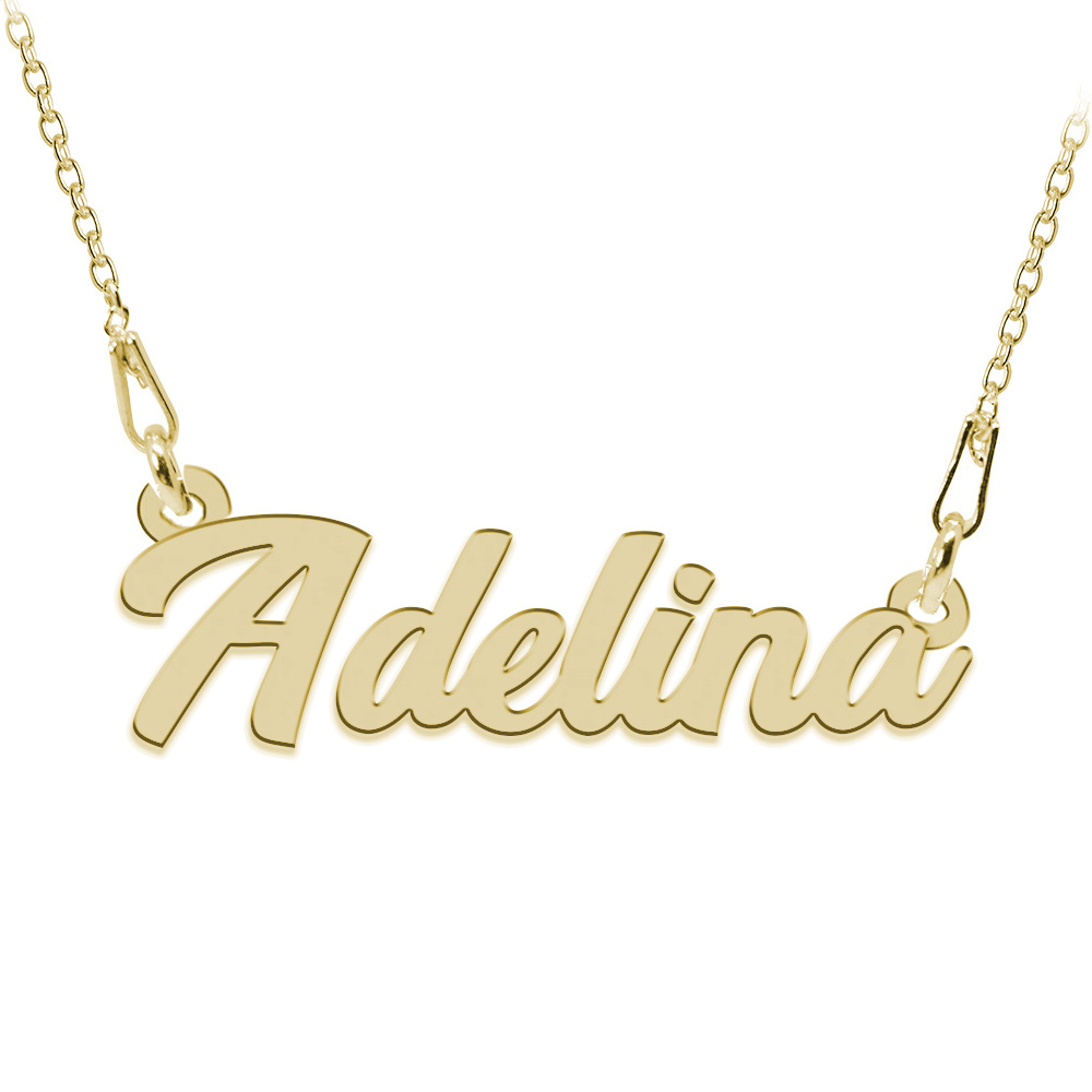 Colier Argint Placat cu Aur 24 karate, Nume Adelina, 45 cm