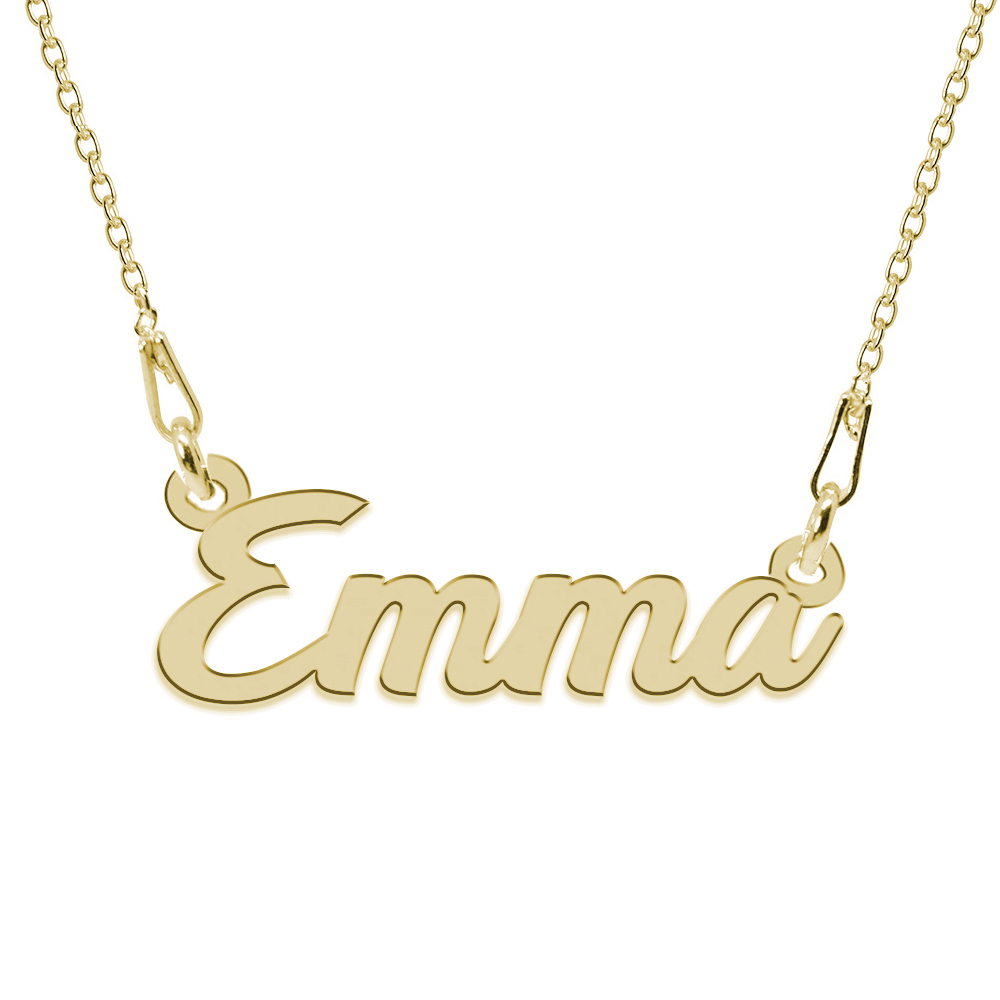 Colier argint placat cu aur 24 karate, nume emma, 45 cm