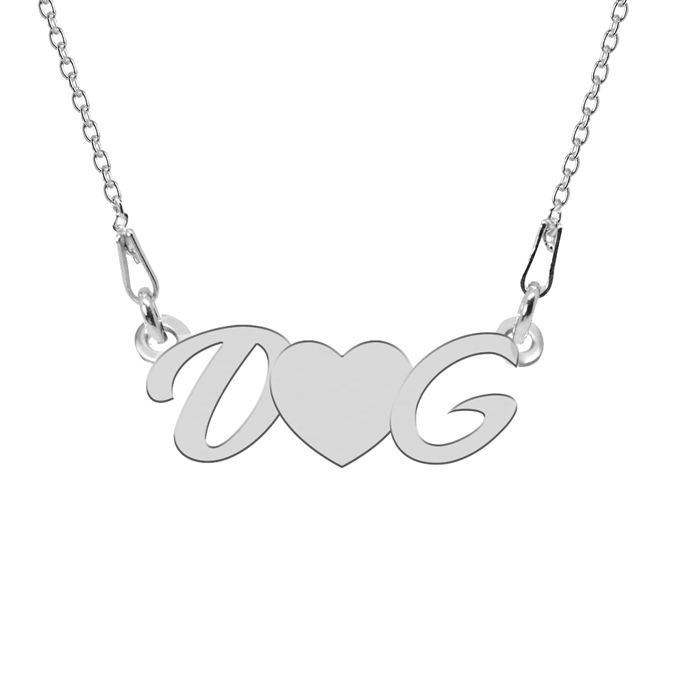 Love – Colier personalizat cu initiale si inimioara din argint 925